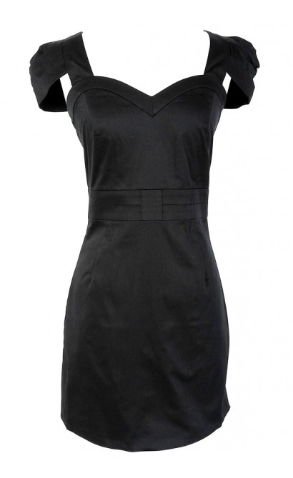 Capsleeve Sweetheart Black Pencil Dress